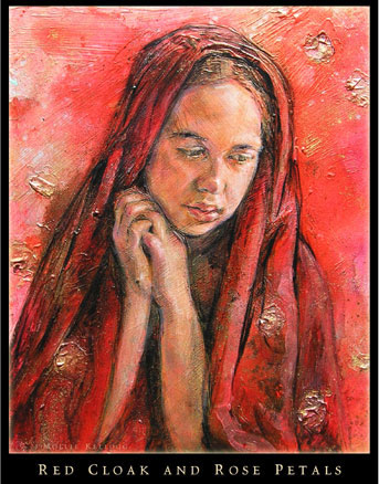 Red Cloak and Rose Petals by Mollie Kellogg